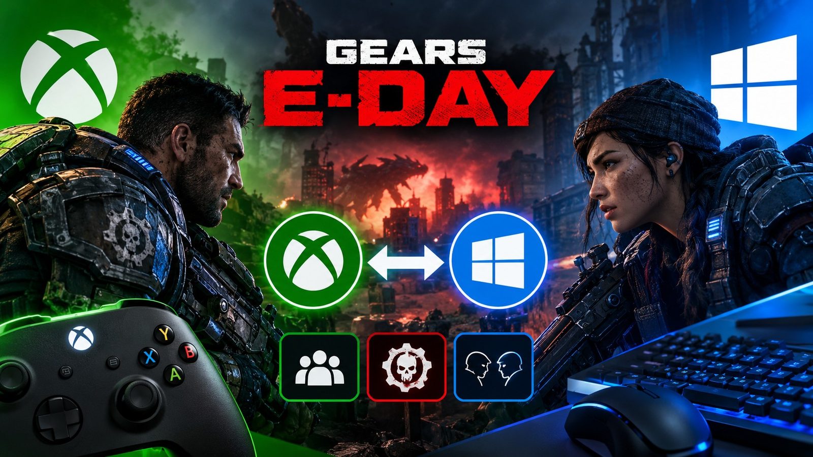 Gears E-Day crossplay XBox et PC